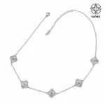 گردنبند استیل ونکلیف پنج گل نقره ای کد 509428008 - Image 2