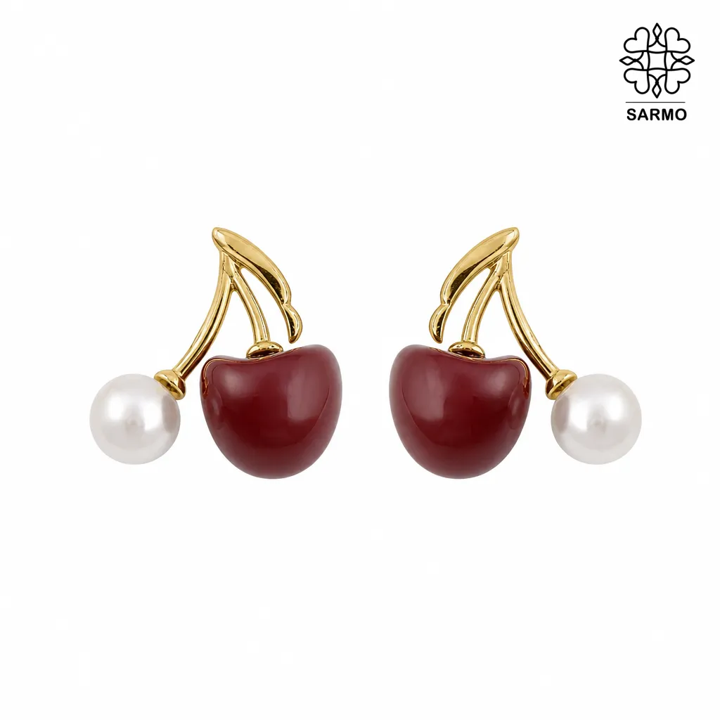 گوشواره-طرح-گیلاس-کد-509149042-1061-Lsre1 گوشواره گیلاس استیل کد 509149042 - Image 1