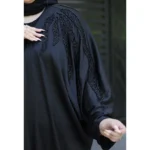 عبای زنانه مجلسی مدل خطی مشکی کریستال دوزی - تصویر 3
