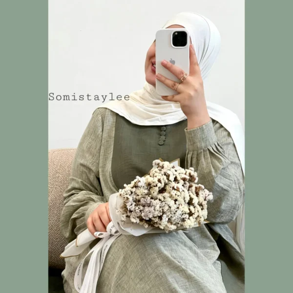 پیراهن لینن خارجی شیکِ ساحِل - تصویر 7